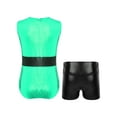 thumbnail image 2 of TiaoBug Kids Girls Christmas Santa Claus Cosplay Costume Sleeveless Ballet Dance Leotard with Shorts Green&Black 14, 2 of 7