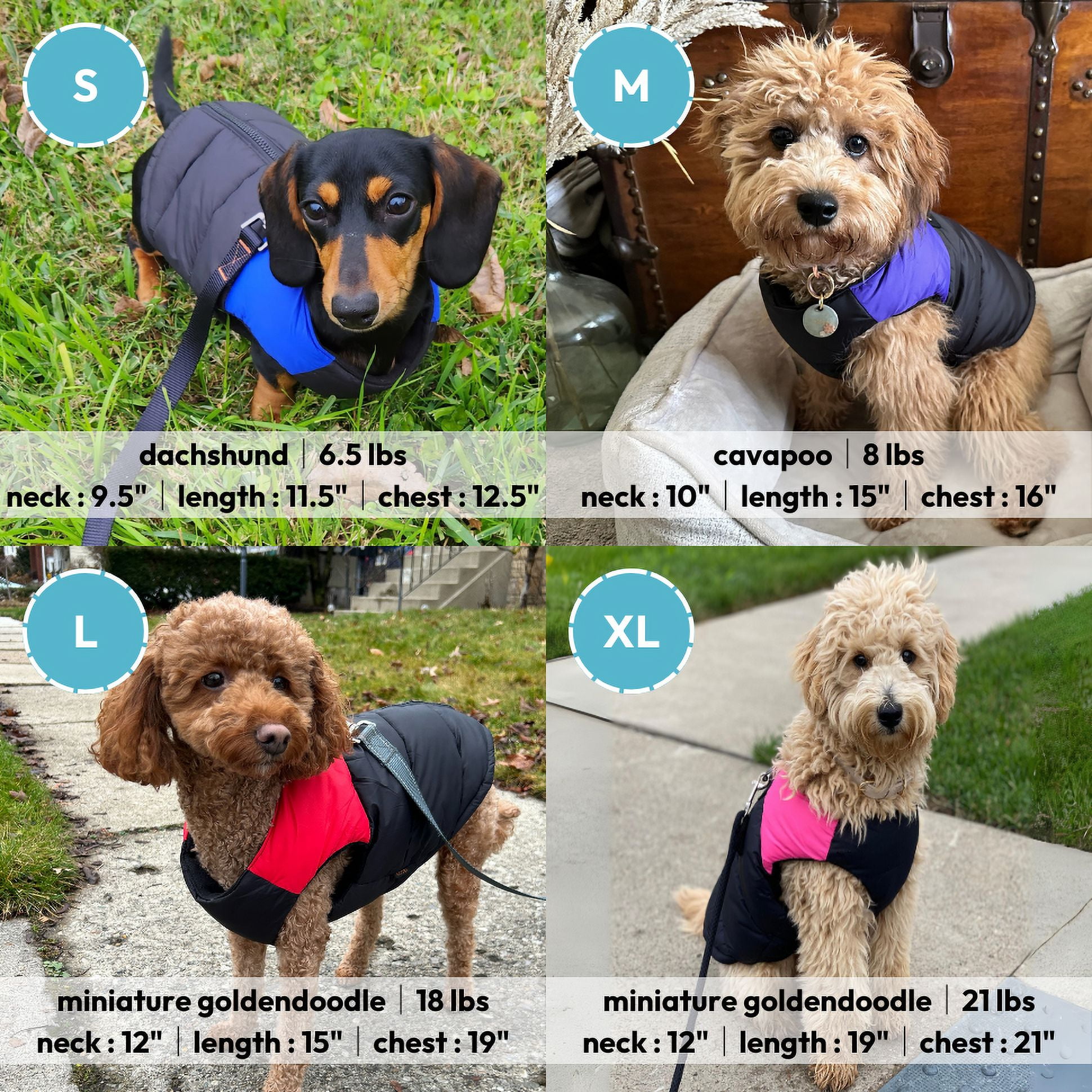 Gooby Padded Vest Dog Jacket - Red, Large - Warm Zip Up Dog Vest Fleece Jacket with Dual D Ring Leash Water Resistant Small Dog Sweater