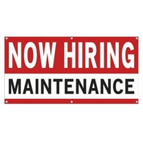 Now Hiring Maintenance 13 oz Heavy Duty Vinyl Banner Handyman Jobs Available Help Wanted Sign for Business Advertising Indoor/Outdoor Single-Sided with Metal Grommets (1.5x5 ft, Wh & Re & Bk)
