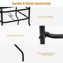 KOTEK 32'' Patio Table with Umbrella Hole, Outdoor Bistro Table w/Tempered Glass Top & Sturdy Metal Frame, Square Patio Dining Table Coffee Table for Garden, Balcony, Poolside