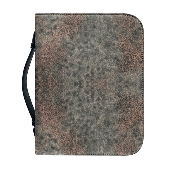 HELLHERO Bronze Symmetrical Abstract Bible Covers for Men, Waterproof Bible Hand Bag with Storage for Church Study Prayer