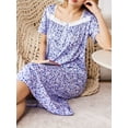 thumbnail image 4 of Avidlove Long Nightgowns for Women Henley Floral Ladies Gowns Short Sleeve Btton Neck Nightdress House Dress Sleepwear with Pockets, 4 of 9