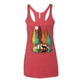 thumbnail image 2 of Trippy California Redwoods Forest Fox Silhouette | Womens Fashion Premium Tri-Blend Racerback Tank Top, Vintage Red, Small, 2 of 4