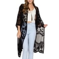 thumbnail image 5 of Merqwadd Women's Swimsuit Cover Ups Lace Floral Crochet Beachwear Long Kimono Cardigan, 5 of 7