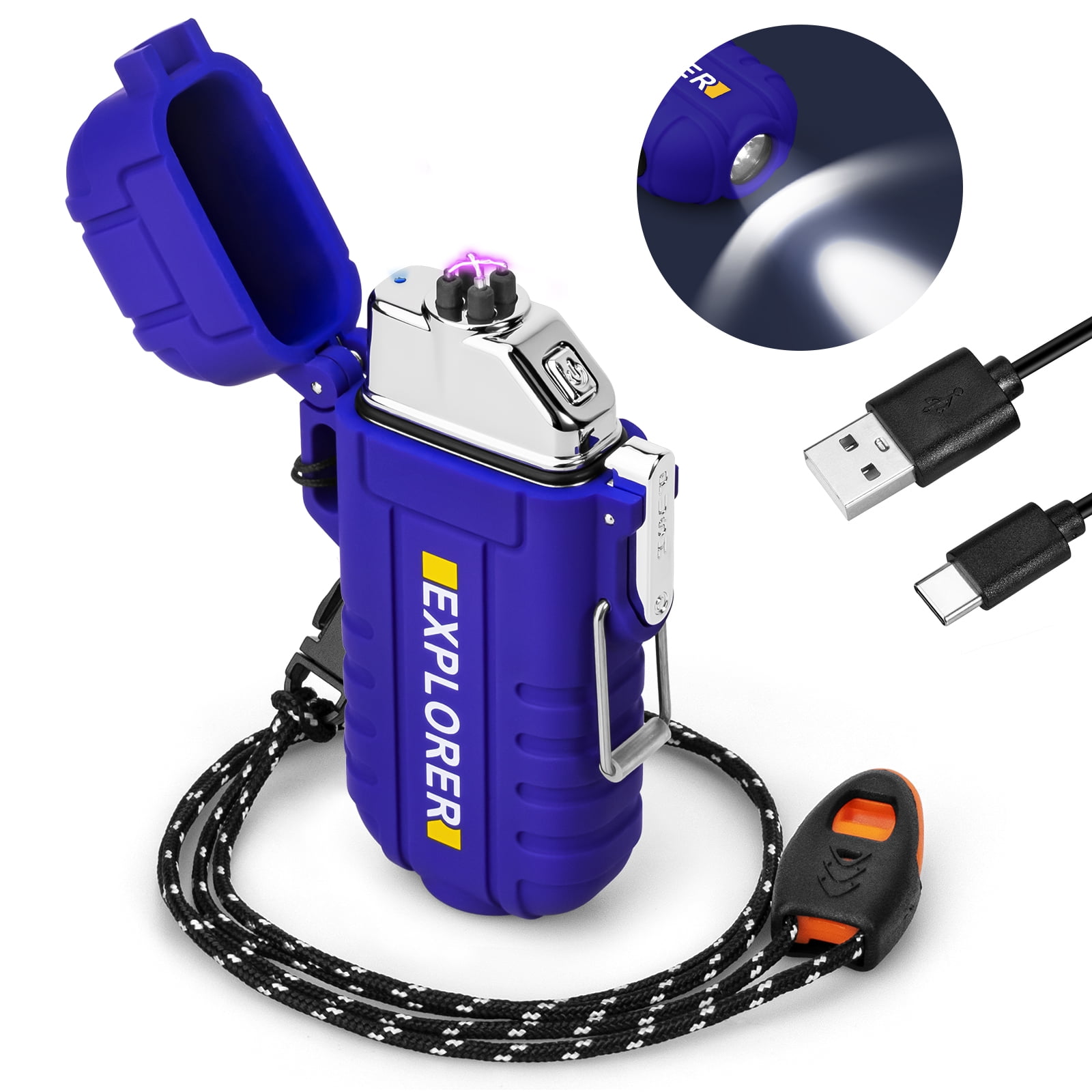 Waterproof Lighter Outdoor Windproof Lighter Dual Arc Lighter Electric