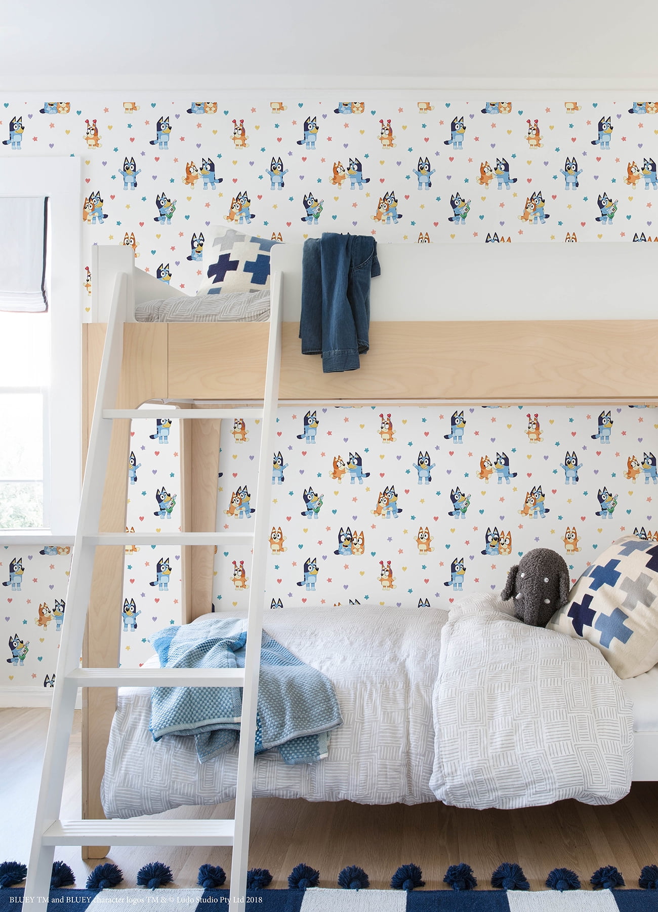 RoomMates Bluey and Bingo Hearts Multicolor Peel and Stick Wallpaper