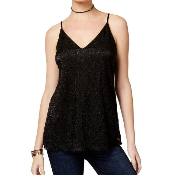 Be Bop Womens Shine Cami Tank Top, Black, Juniors, Small