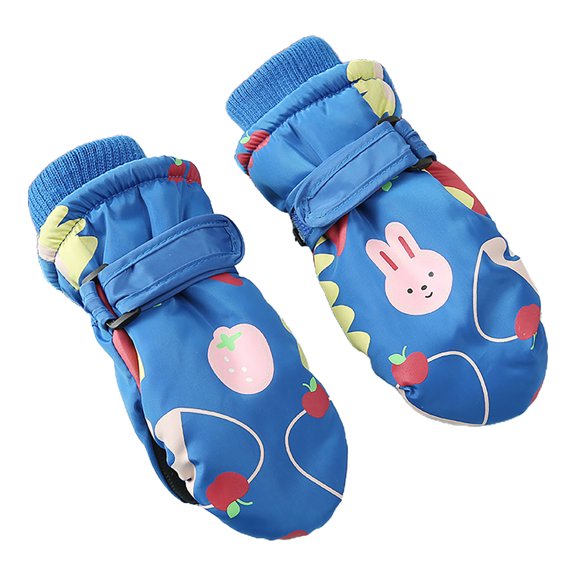 VNKIDY Kids Mittens Children Kids Winter Cute Cartoon Prints Mittens With Adjustable Straps Functional Winter Accessory For Outdoor Activities Fashionable Gloves