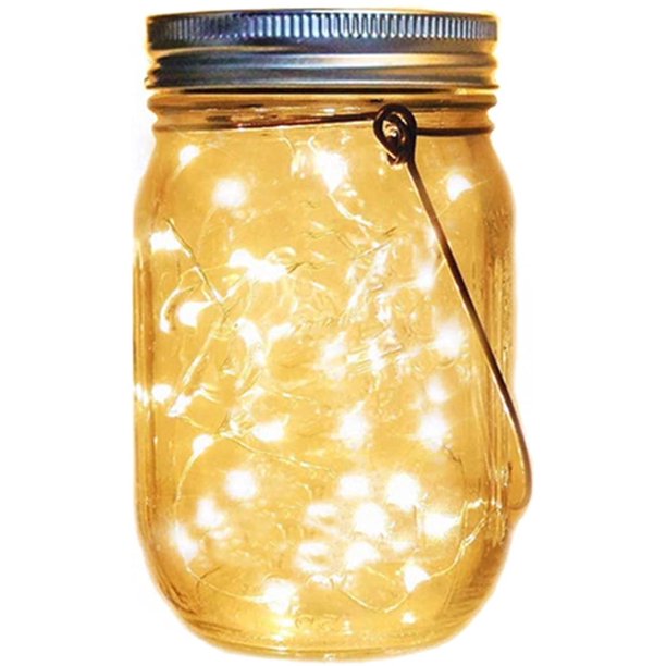 Solar Mason Jar Lights, 1 Pack 20 LED Waterproof Fairy Firefly Jar Lids