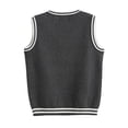 thumbnail image 4 of Mifsaly Boys Girls Knit Sweater Vest Kids V-Neck Sleeveless Pullover Uniform Striped Trim Preppy School Outfits, 4 of 6