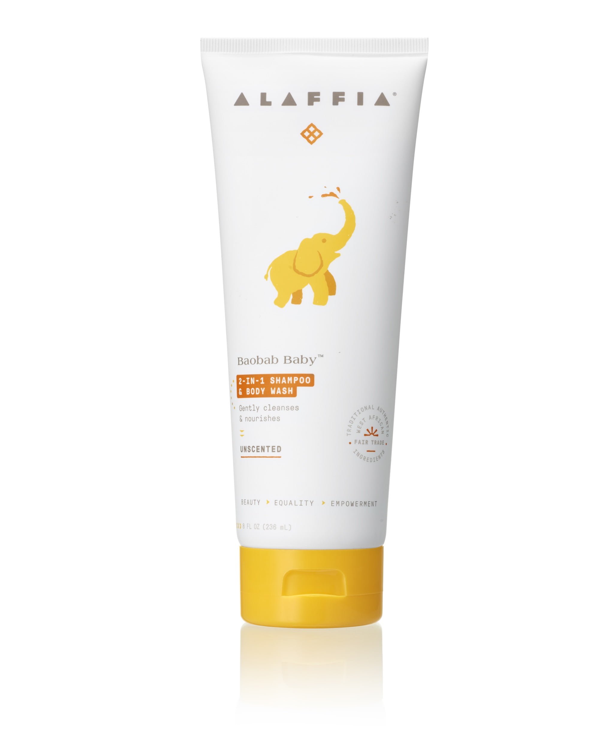 Alaffia Baobab Baby Nourishing 2in1 Shampoo & Body Wash, Unscented, 8