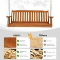 thumbnail image 5 of OverPatio 4.7FT Outdoor Patio Hanging Wooden Porch Swing with Adjustable Chains, 3-Person Hanging Bench Chair Heavy-Duty 880lbs for Garden Backyard(4.7FT,Brown), 5 of 8