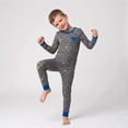 thumbnail image 3 of NIPAXO Boys Pajamas Set Long Sleeve Dinosaur Letter Print Casual Sleepwear with Blue Trim for Toddler Little Boys, 3 of 8