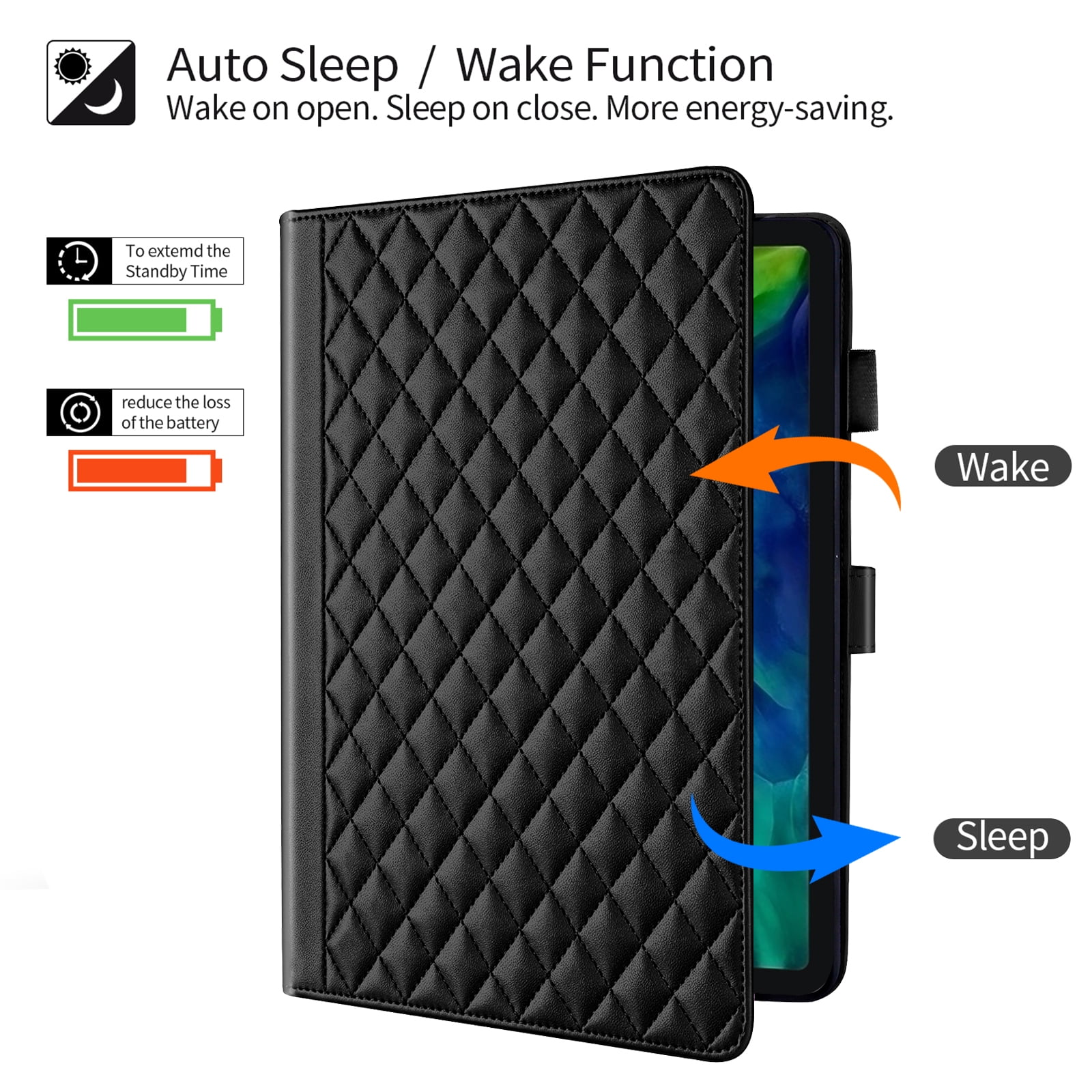 ChicShell Case for iPad Air 11-inch (2024), iPad Air 5th/4th Gen, iPad Pro 11 (4th/3rd/2nd/1st Gen), Multi-Angle View, PU Leather Auto Sleep/Wake Case with Pencil Holder, Black