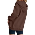 thumbnail image 4 of Zip Up Hoodie Women 2026 Y2K Casual Long Sleeve Oversized Hooded Sweatshirts Fall Winter Comfy Jackets with Pockets Coffee L, 4 of 6