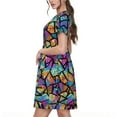 thumbnail image 2 of Naloa Colored Glass1 Print Womens Summer A-Line Dress with Pockets,Short Sleeve Dresses,Flowy Beach Swing Dress for Vacation Travel, 2 of 6