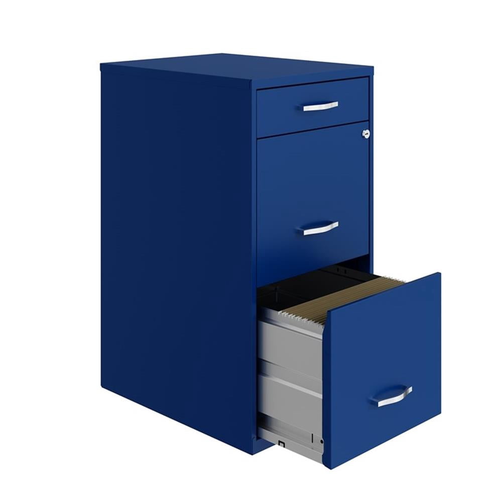 Pemberly Row 18" 3-Drawer Modern Metal Organizer Filing Cabinet in Blue