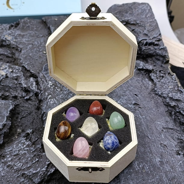 Paquete de 7 piedras de , juego de equilibrio de mini , cristal de para Caja de madera octogonal perfke piedra de cristal