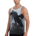 thumbnail image 2 of Lsque Valley Gray Dragon Pattern Mens Tank Tops Muscle Athletic Quick Dry Sleeveless Workout Fitness T Shirts Beach Tank Top, Loose-fit Sleeveless Shirt for Men-X-Large, 2 of 7