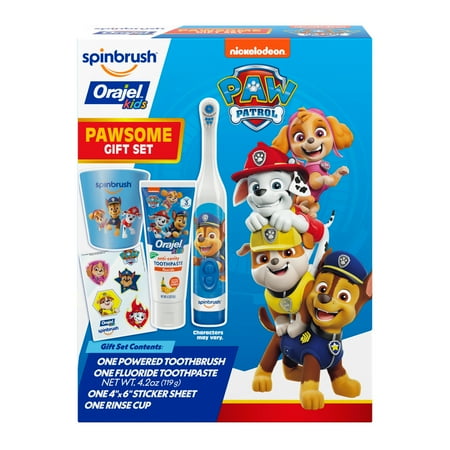 Paw Patrol Oral Care Gift Set  Spinbrush Toothbrush  Orajel Kids Fluoride Toothpaste  & More
