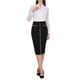 thumbnail image 2 of Falda lápiz ajustada de cintura alta para mujer INSPIRE CHIC, elástica, hasta la rodilla, faldas de trabajo de oficina 2XL negra, 2 of 5