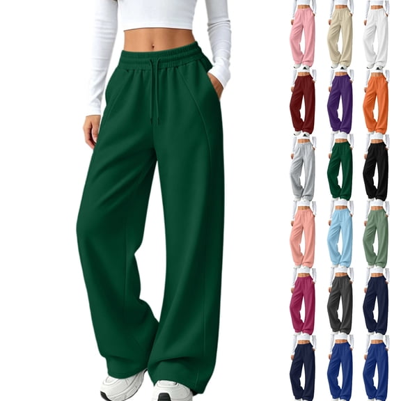 Tumotour Sweatpants for Women Drawstring Elastic Waist Straight-Leg Slim Side Line Track Pants Athletic Workout Running Joggers with Pocket