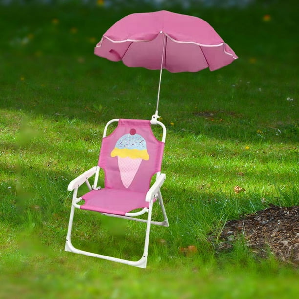 S SERENABLE Kids Camping Chair with Umbrella Beach Chair for Camping Backpacking Fishing ice cream