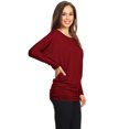 thumbnail image 2 of Women's Boat Neck 3/4 Dolman Sleeve Basic Top Regular & Plus Size Made in USA, 2 of 3