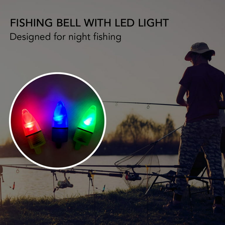Moobody 10pcs LED Night Fishing Rod Bite Bait Alarm Light with Twin Bells  Ring Fishing Bite Alarm Indicator