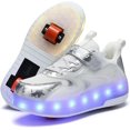 thumbnail image 1 of QOEUCME Zapatos con luz LED para principiantes con ruedas, patines para niños, patines brillantes, zapatos de skate, zapatos luminosos al aire libre para fiesta, cumpleaños, Navidad, el mejor regalo, 1 of 4