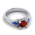 thumbnail image 3 of 2.50 Carat Fine Round Cut Garnet & Blue Sapphire Gemstone Three Stone Wedding Ring for Women Solid 18K White Gold Size 7 by Diamond-Capitals, 3 of 8