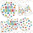 thumbnail image 7 of Happy Birthday Decorations: Kids' Birthday Party Supplies with Dots Design - Includes Happy Birthday Plates and Napkins, Disposable Paper Cups, Serves 16, 7 of 7