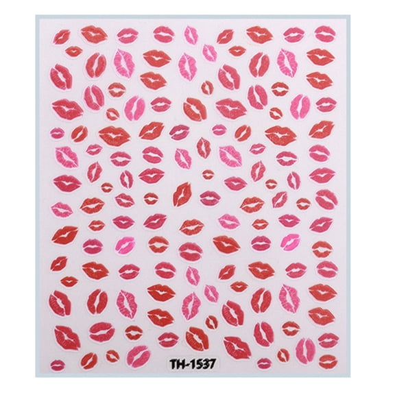 1 Sheet Fashion Nails Art Decals Valentine's Day Manicure Decors with Cartoon Lips Patterns Nails Salon Accessories