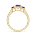 thumbnail image 2 of ANGARA Natural Three Stone Round Amethyst Ring with Diamond Accents in 14K Yellow Gold for Women (Size-6mm) | February Birthstone, Anniversary, Jewelry Gift for Women | Natural Amethyst Ring, 2 of 8