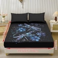 thumbnail image 2 of COEQINE Twin Sheet Set Soft Fade Resistant 3 Pieces Bed Sheets Set All Around Elastic Fitted Bedsheet & Pillowcases Home Decor for Twin Size Bed, Blue Dragonfly Floral, 2 of 5