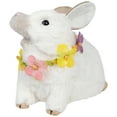thumbnail image 2 of Northlight 6.5" Sisal Piglet with Floral Lei Spring Figure - White, 2 of 6