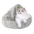 thumbnail image 4 of Cama Mascota Acogedora Gato Redondra Esponjosa Con Cubierta Capucha para Gatos Interiores, 4 of 9