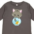 thumbnail image 4 of Inktastic Cute Cat, Little Cat, Kitty, Kitten, Fish Bowl Girls Long Sleeve Toddler T-Shirt, 4 of 5