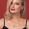 thumbnail image 3 of Gem Stone King 14K Yellow Gold Green Nano Emerald Pendant Earrings Jewelry Set for Women | 2.30 Cttw | Gemstone May Birthstone | Oval 9X7MM | with 18 inch Chain, 3 of 5