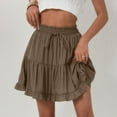 thumbnail image 4 of HBGVBA Midi Skirts for Women,Summer Casual Skirts,Solid Color Drawstring Waist Built In Shorts Lined Skort High Waist Stretchy Skirts, 4 of 5