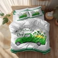 thumbnail image 2 of St. Patrick's Day Queen Size Comforter Set, Green Truck Lucky Shamrocks Coin Hat Green Stripes Bedding for All Seasons, 4 Pcs Bed Set, 1Quiltcover (90"x92") ,1Sheet(94"x116"), 2Pillowcases (30"x20"), 2 of 9