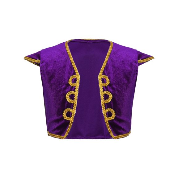 Aiihoo Kids Boys Retro Cap Sleeve V Neckline Braided Trimming Vest Waistcoat Sleeveless Jacket Purple 8