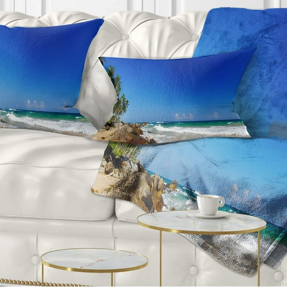 Designart Tropical Paradise - Landscape Photography Throw Pillow - 12x20