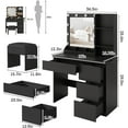 thumbnail image 6 of VEANERWOOD Vanity Set with Lights and Charging Station Makeup Vanity Table with 4 Large Drawers, Black, 6 of 7