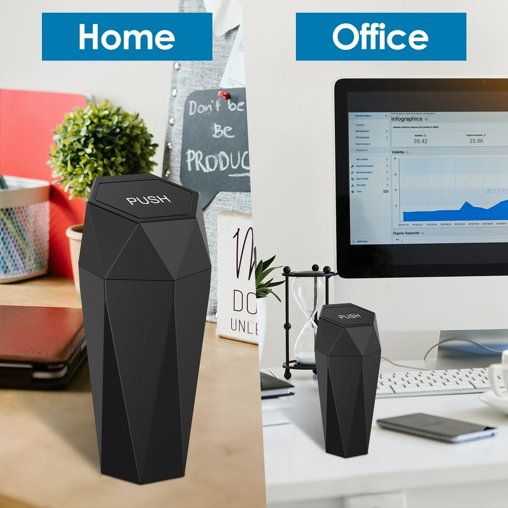 Accessoire Rangement Voiture Lot De 2 Poubelles De Voiture Avec Couvercle Pop-Up - Mini Poubelle Étanche Pour Auto, Bureau Ou Maison Poubelle De Rangement Voiture