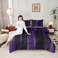 thumbnail image 4 of Homewish Abstract Ombre Adult Bedding Comforter Set, Black Purple Artwork Twin Comforter Sets, Minimalism Mid Century Reversible Bedding Set, Luxury Bedroom Decor, 2-Piece, 4 of 8