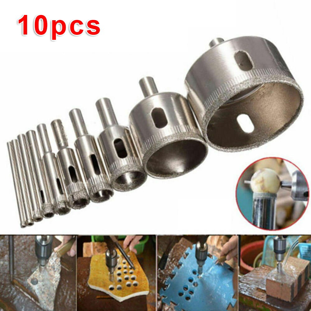 10pcs 3-50mm Diamond Drill Bit Cutter Hole Saw Tool Set for Glass Tile Ceramic 