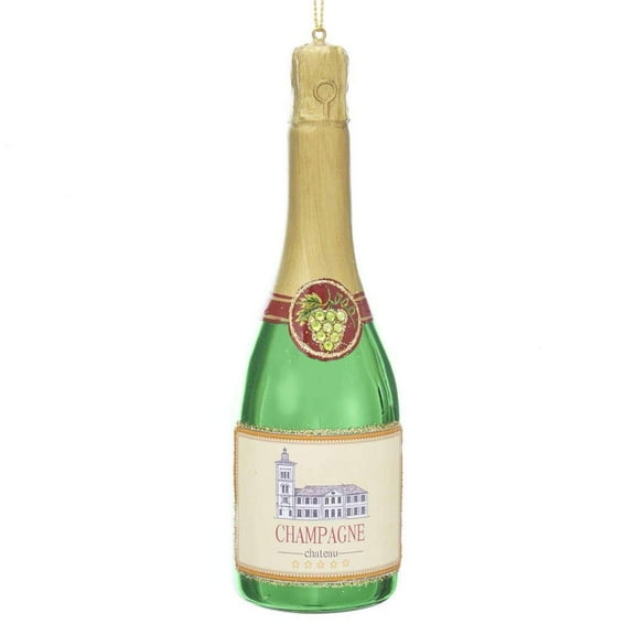 Kurt Adler 6-Inch Beige and Green Champagne Bottle Christmas Ornament