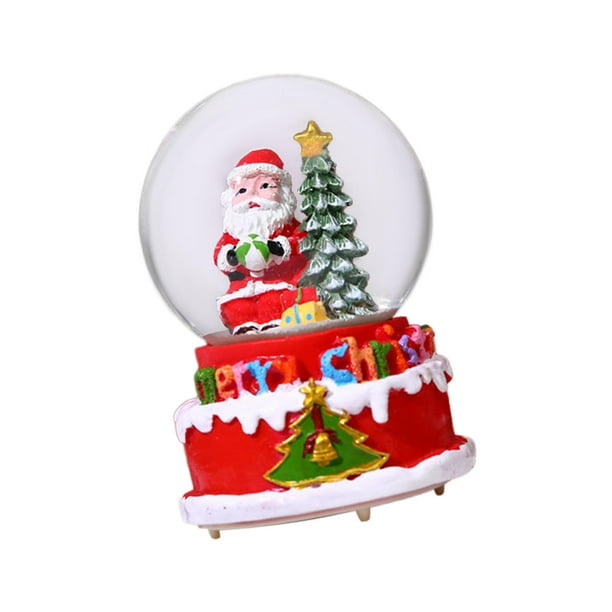 Bolas de cristal navideñas luminosas, pequeñas bolas de nieve navideñas, bolas de nieve navideñas LED, caja de música para escritorio, mesita de noche Estilo D