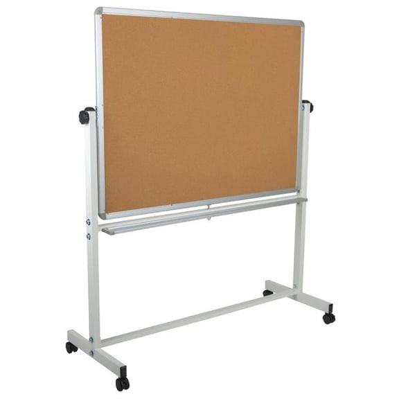 Pemberly Row 63" x 53" Reversible Cork Whiteboard in Natural White